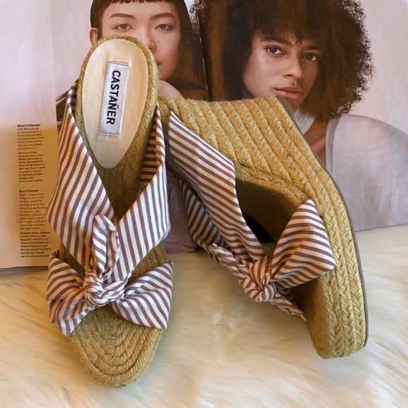 Castaner Shoes - Castaner Striped Top Knot Wedge Espadrilles 40